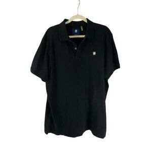 G-Star Raw Black Polo Shirt Sz XXL Cotton Blend Mens Short Sleeve Casual Neutral